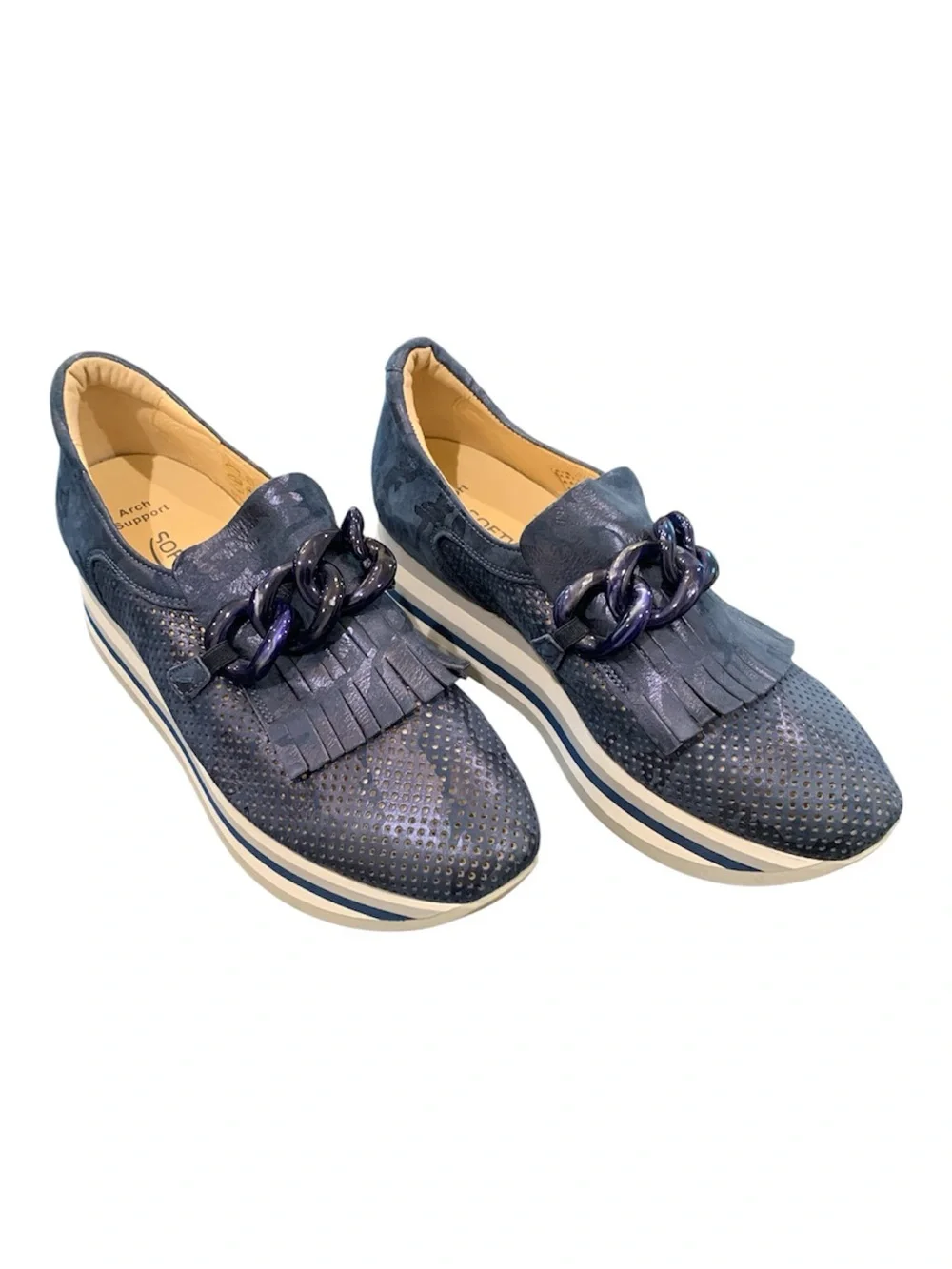 NWOT Softwaves Cadie Metallic Leather Slip On Platform Sneaker -  Size 9